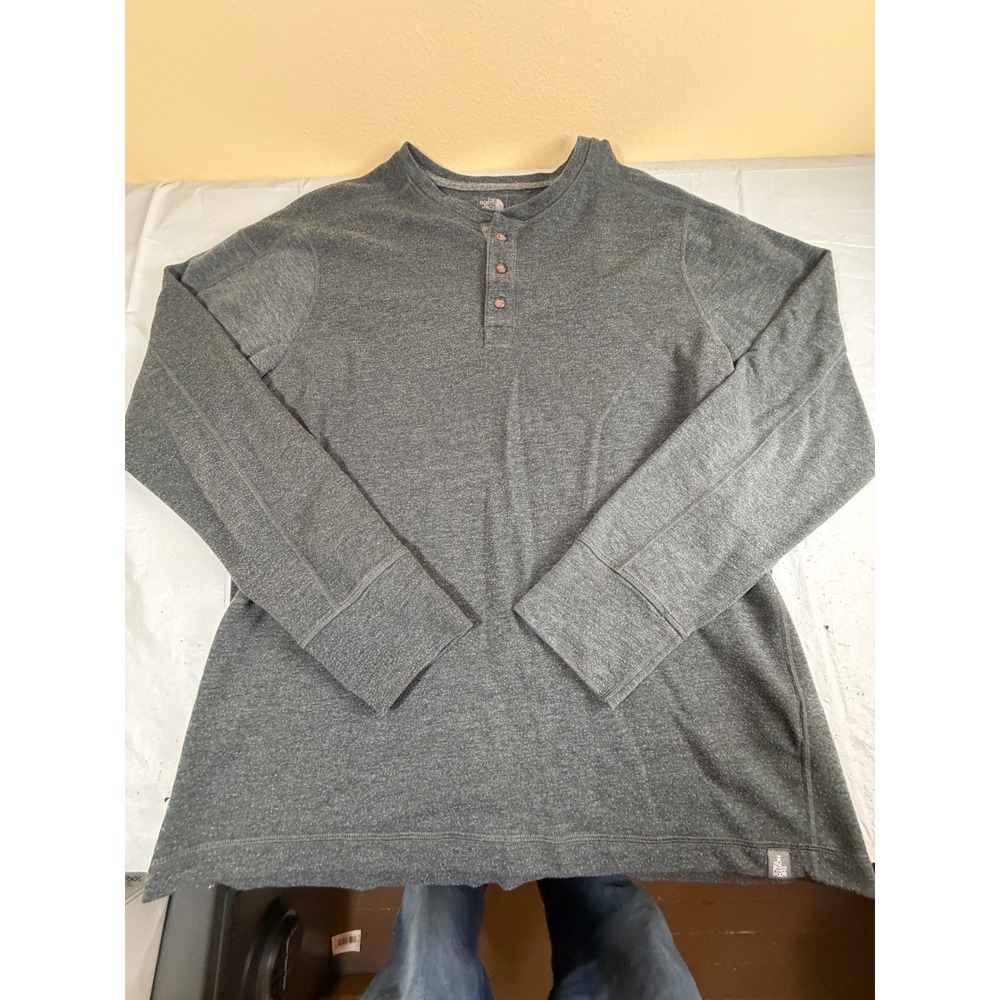 The North Face Mens FlashDry Henley Shirt Long Sleeve Gray Heather Large L/G